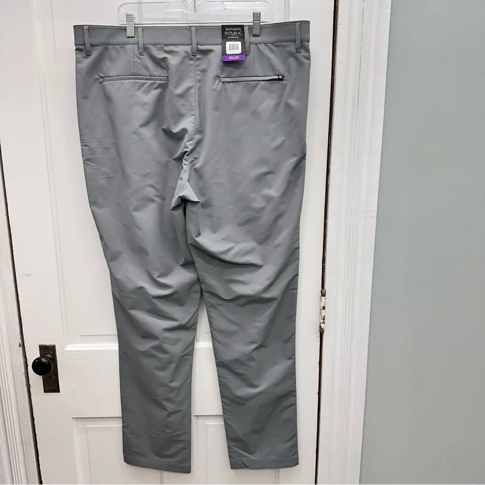 NWT Banana Republic flat front grey dress pants men's 40 x 34. lightweight comfy